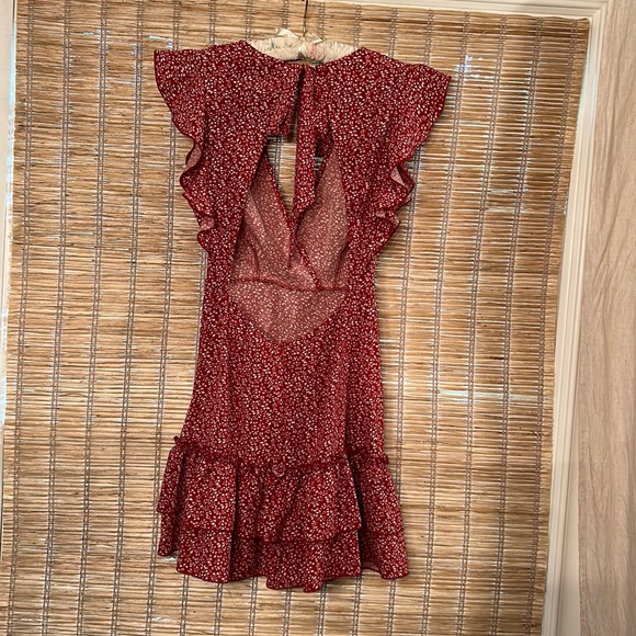 SHEIN Open Back Tie Back Ruffle Flutter Sleeve Ditsy Floral Dress, Sz.Small NWOT - Picture 2 of 12